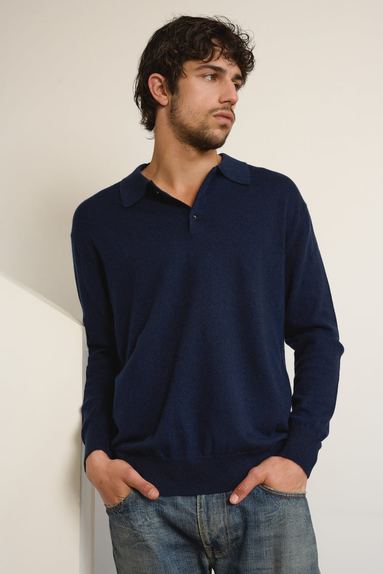 Alexandre in kasjmier heren - Aanzicht 1 - donker marineblauw - Mahogany