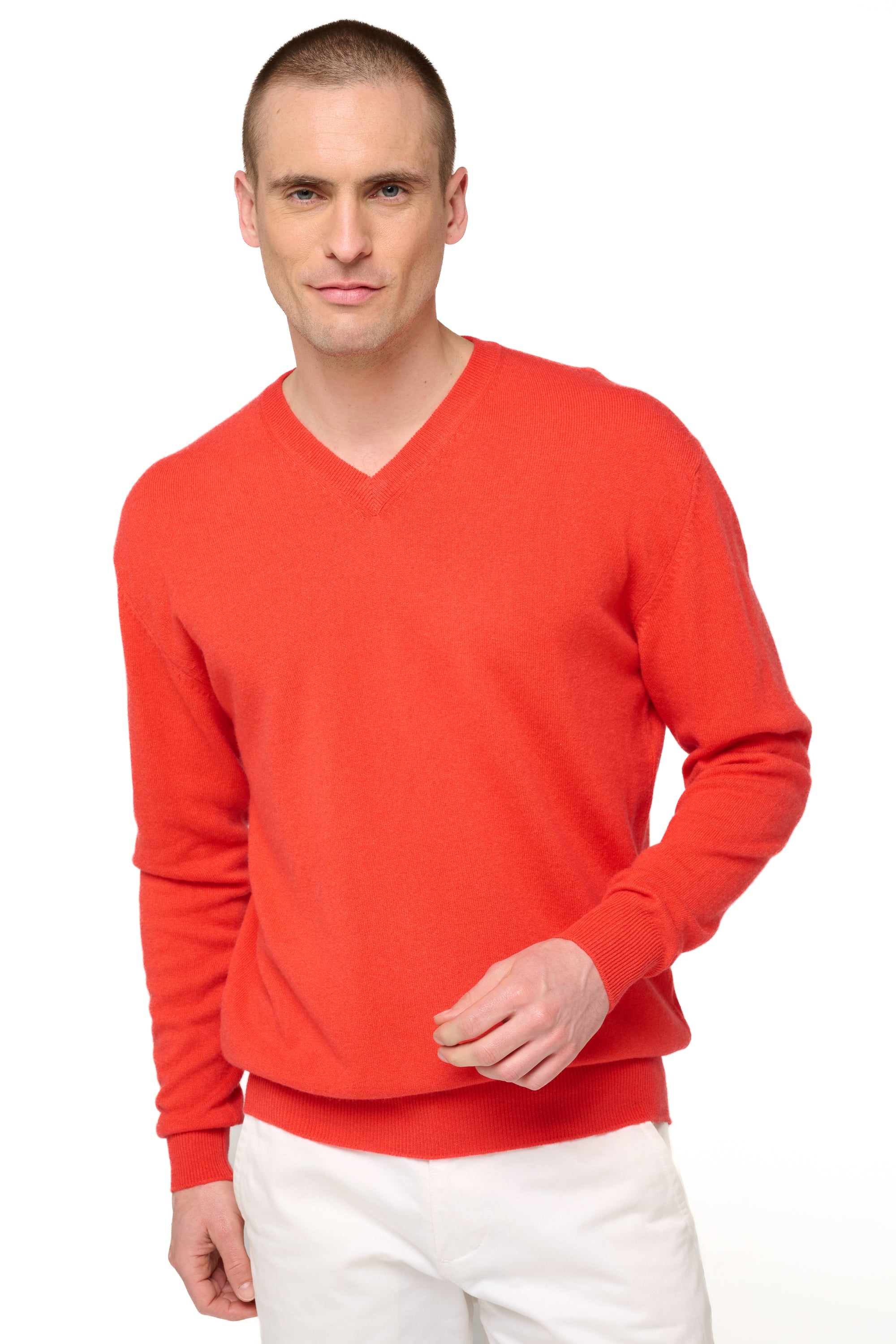 Gaspard in kasjmier heren - stralend koraal - Mahogany