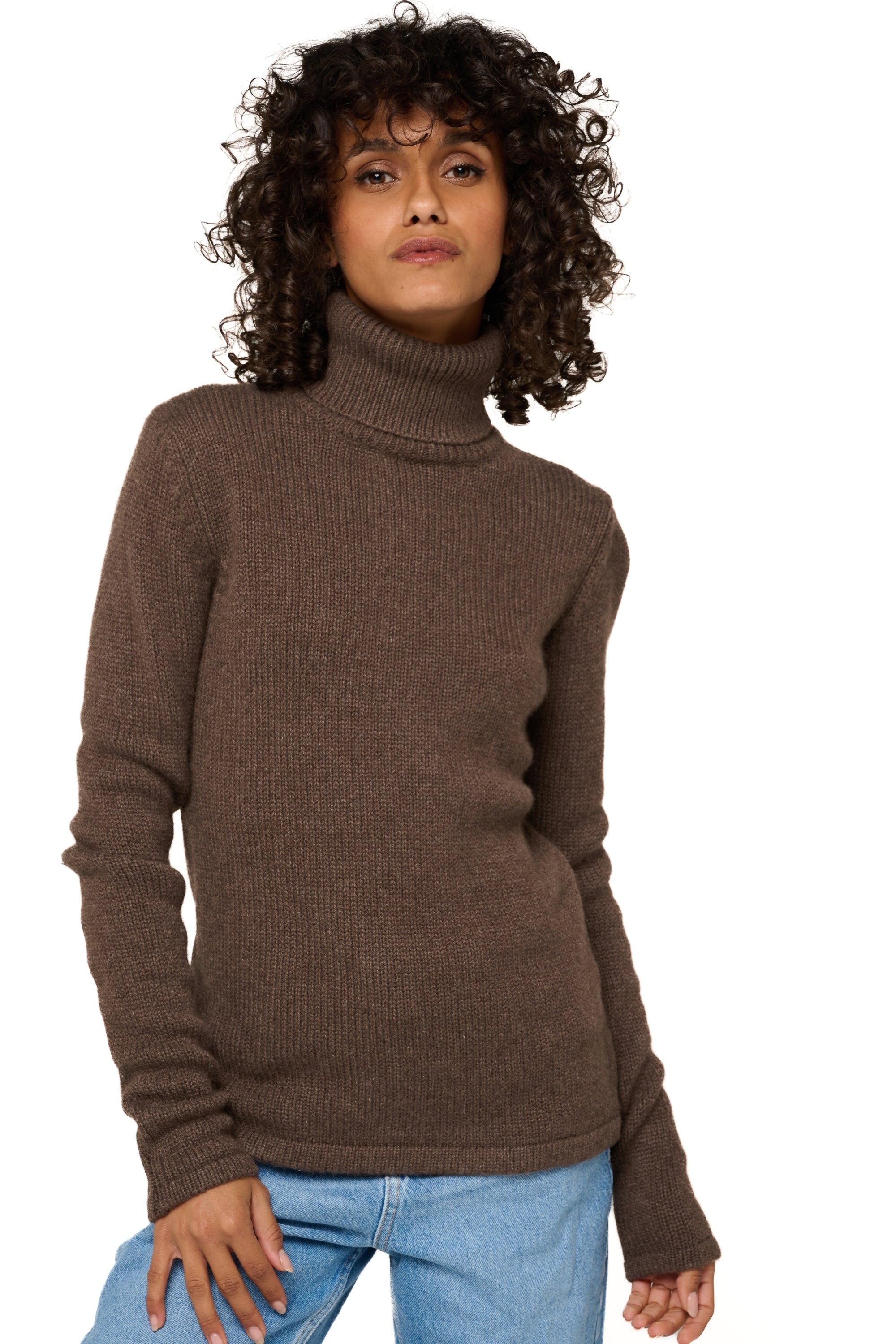 Carla in kasjmier dames - marron chiné - Mahogany