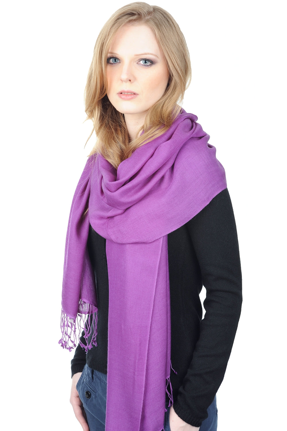 Pashmina in kasjmier en zijde, 70% Kasjmier / 30% Zijde, gemengd, fijn, fijn geweven, Mahogany