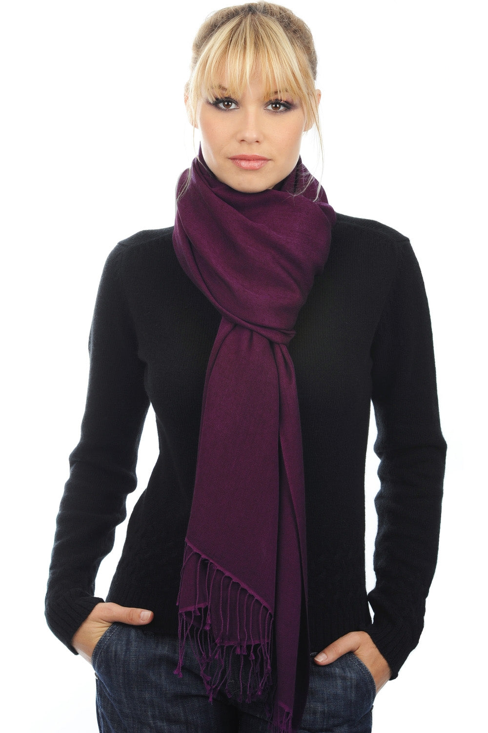 Platine in kasjmier en zijde unisex - levendig violet - Mahogany