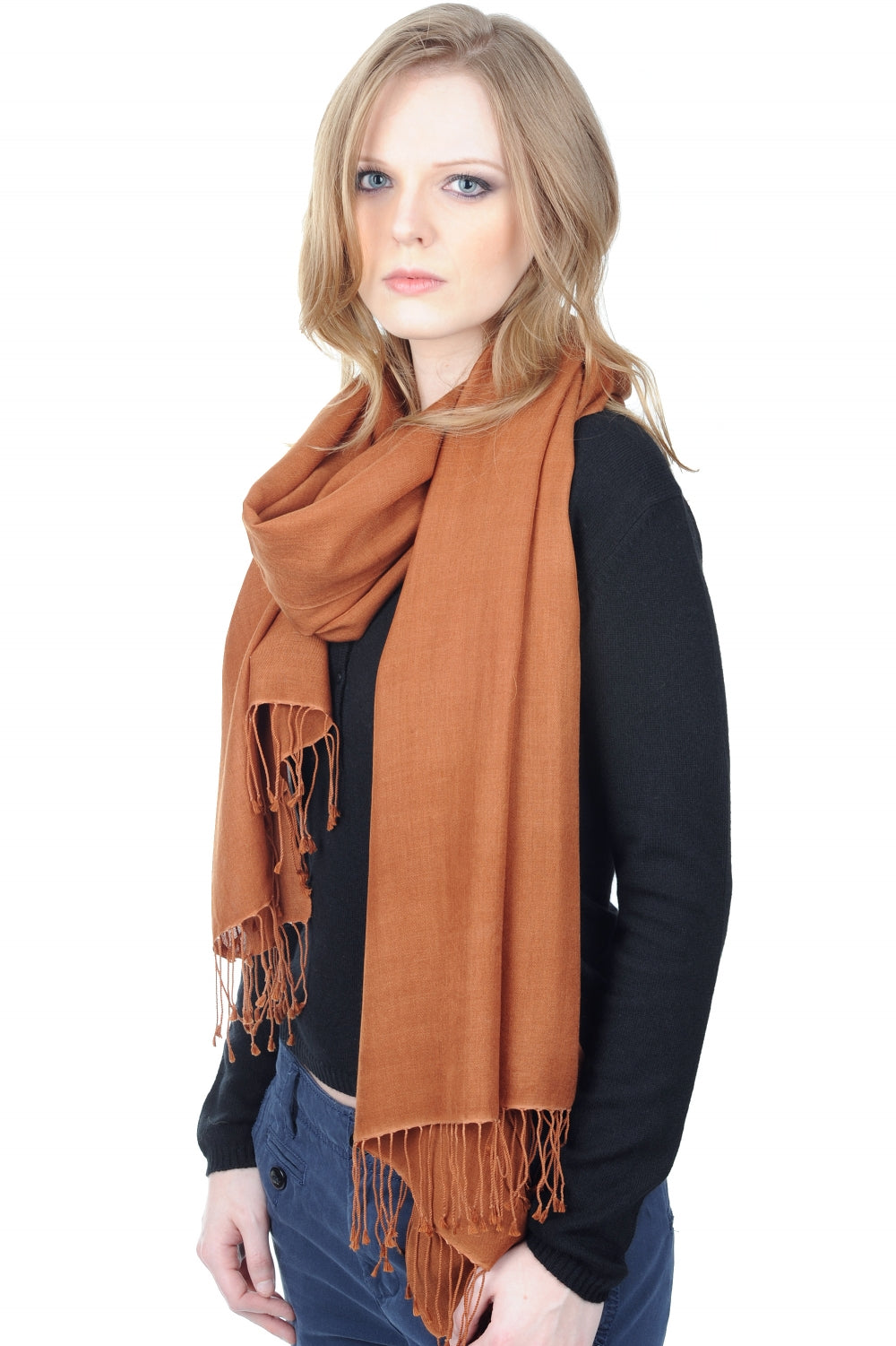 Platine in kasjmier en gemengde zijde - karamel - Mahogany