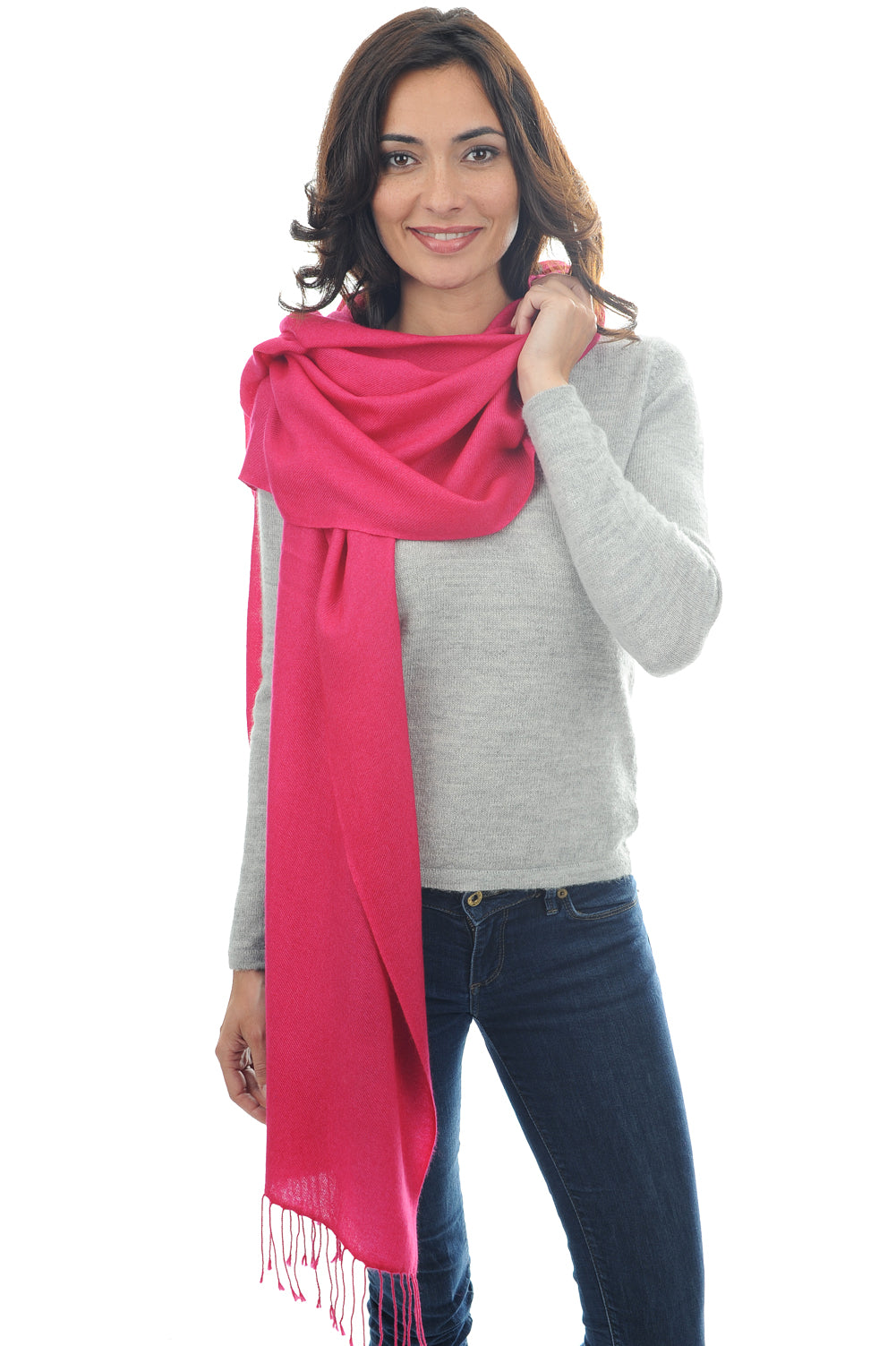 Diamant in gemengd kasjmier - fuchsia - Mahogany
