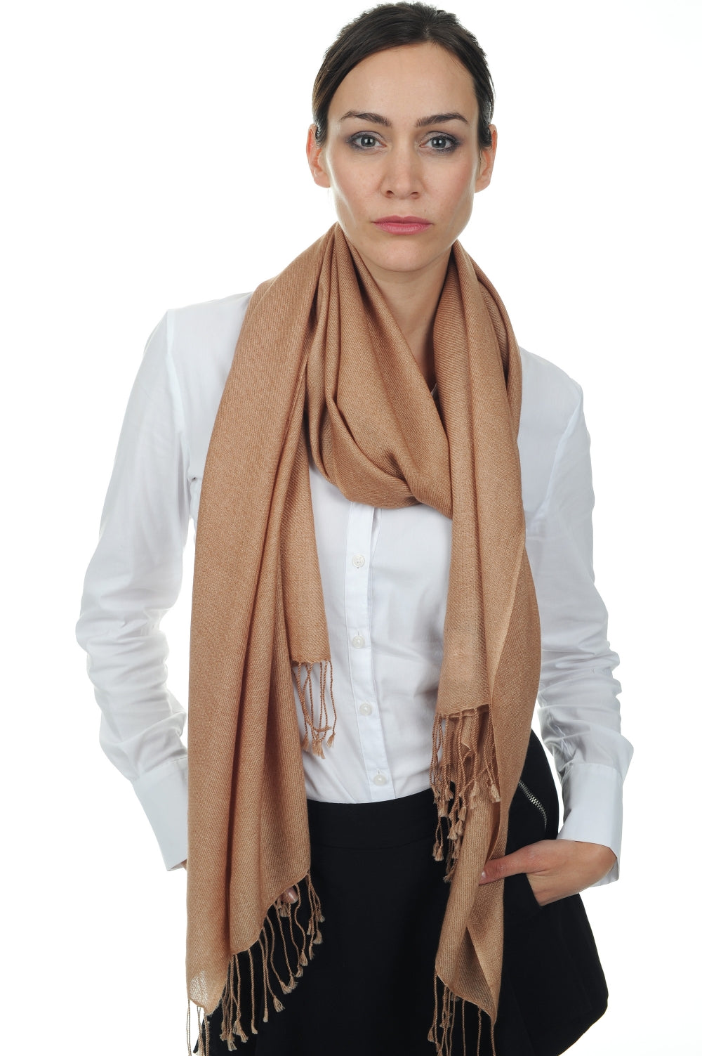 Diamant in gemengd kasjmier - diep rosébeige - Mahogany