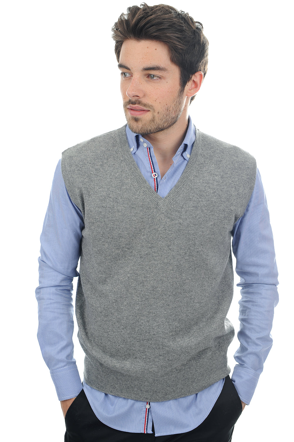 Balthazar in kasjmier heren - gris chiné - Mahogany