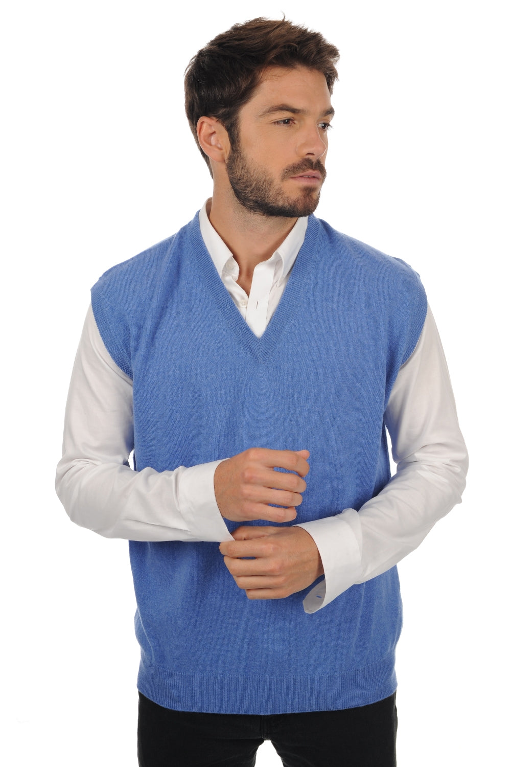 Balthazar in kasjmier heren - blauw gemêleerd - Mahogany