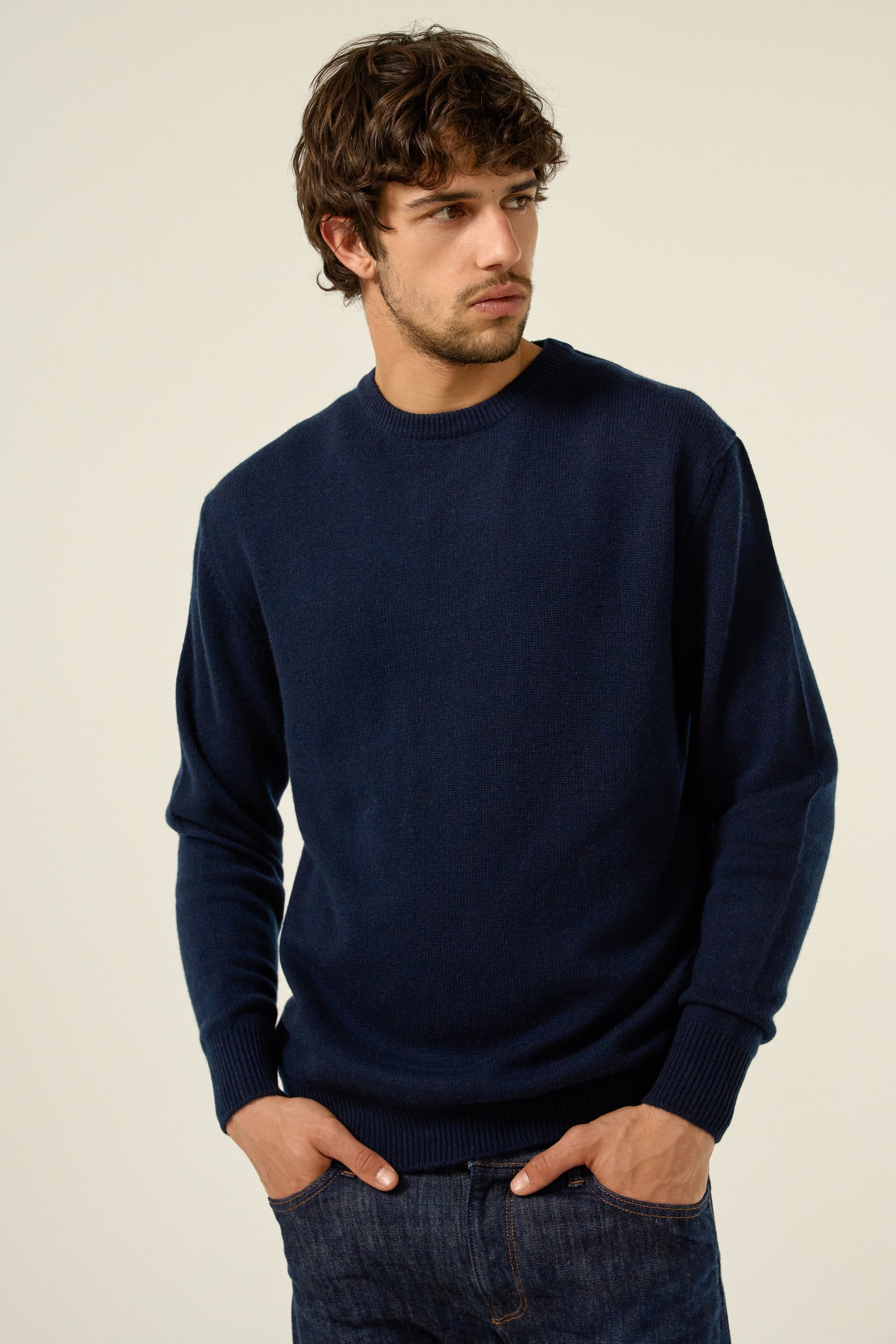 Nestor 4F kasjmier trui heren - donkerblauw - Mahogany