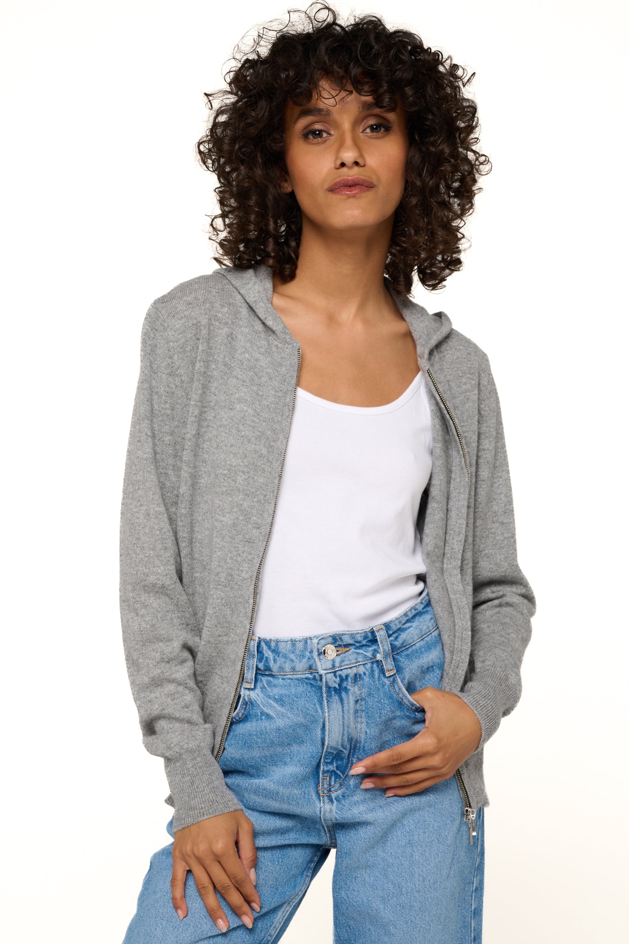 Louanne in kasjmier dames - gris chiné - Mahogany