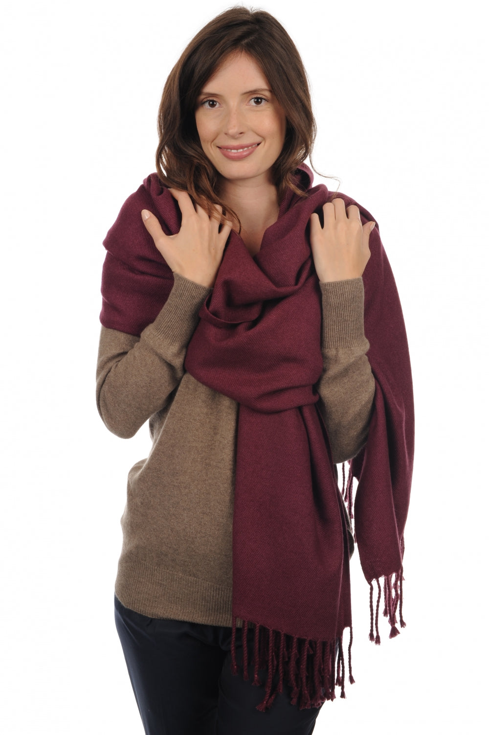 Niry in kasjmier dames - pruim - Mahogany