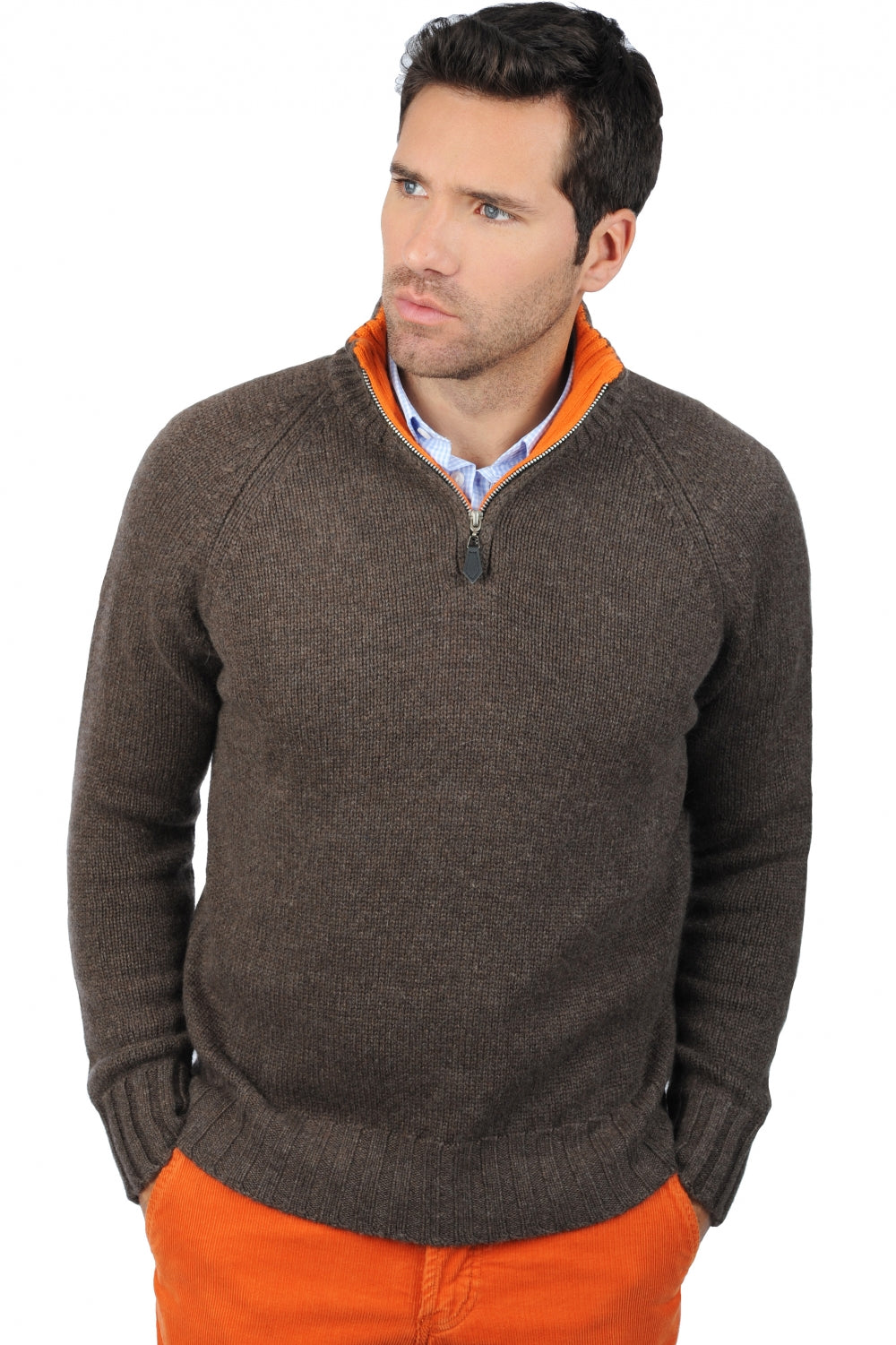 Olivier in kasjmier heren - gemêleerd bruin-oranje - Mahogany
