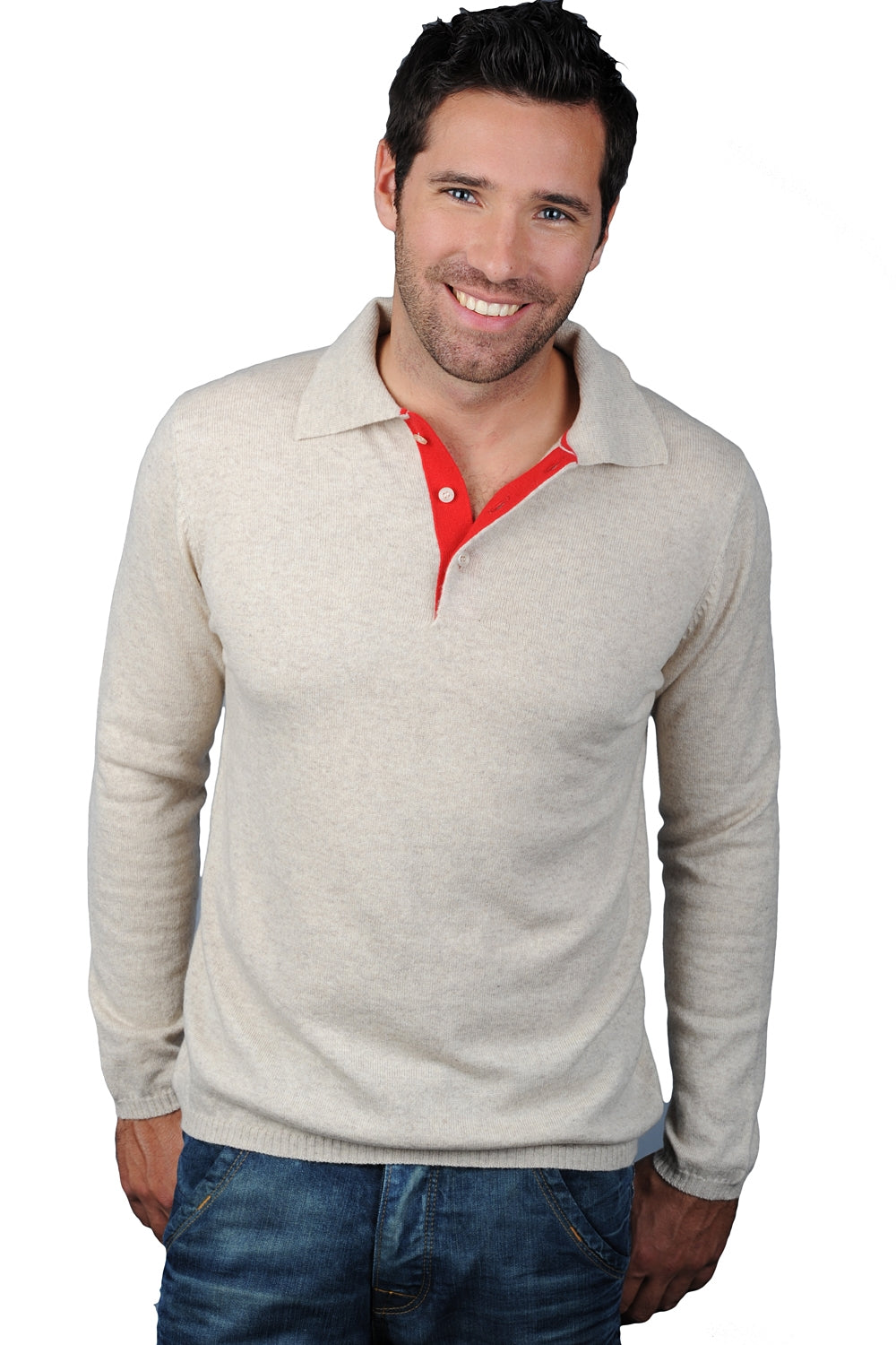 Scott in kasjmier heren - gemêleerd ecru-rood - Mahogany