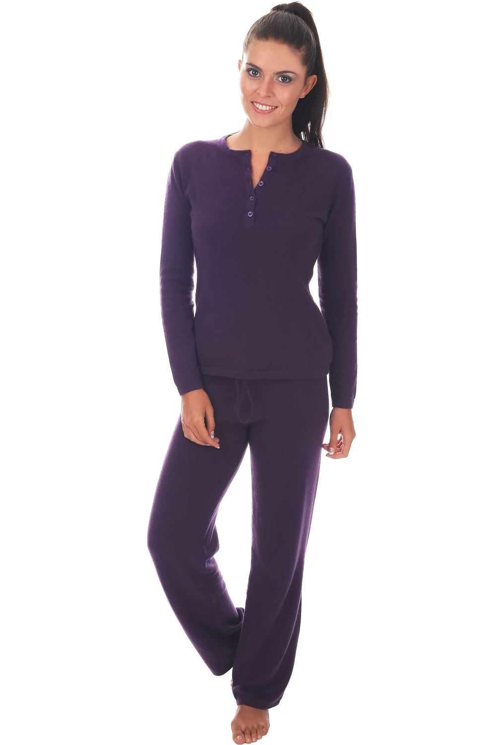 Loan in kasjmier dames - pruim - Mahogany
