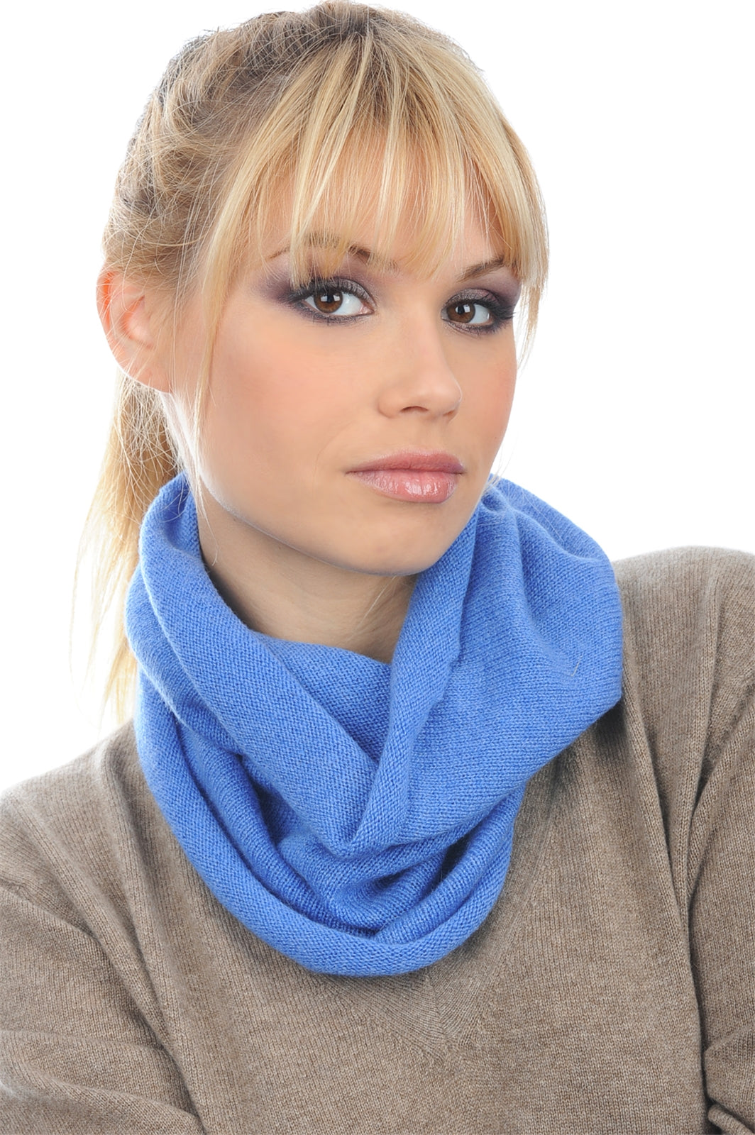 Fraise kasjmier trui dames - gemêleerd blauw - Mahogany