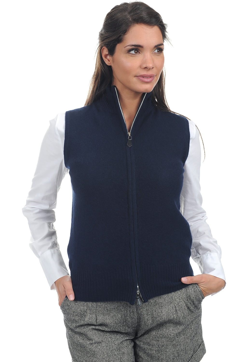 Zaza in kasjmier dames - donkermarine - Mahogany