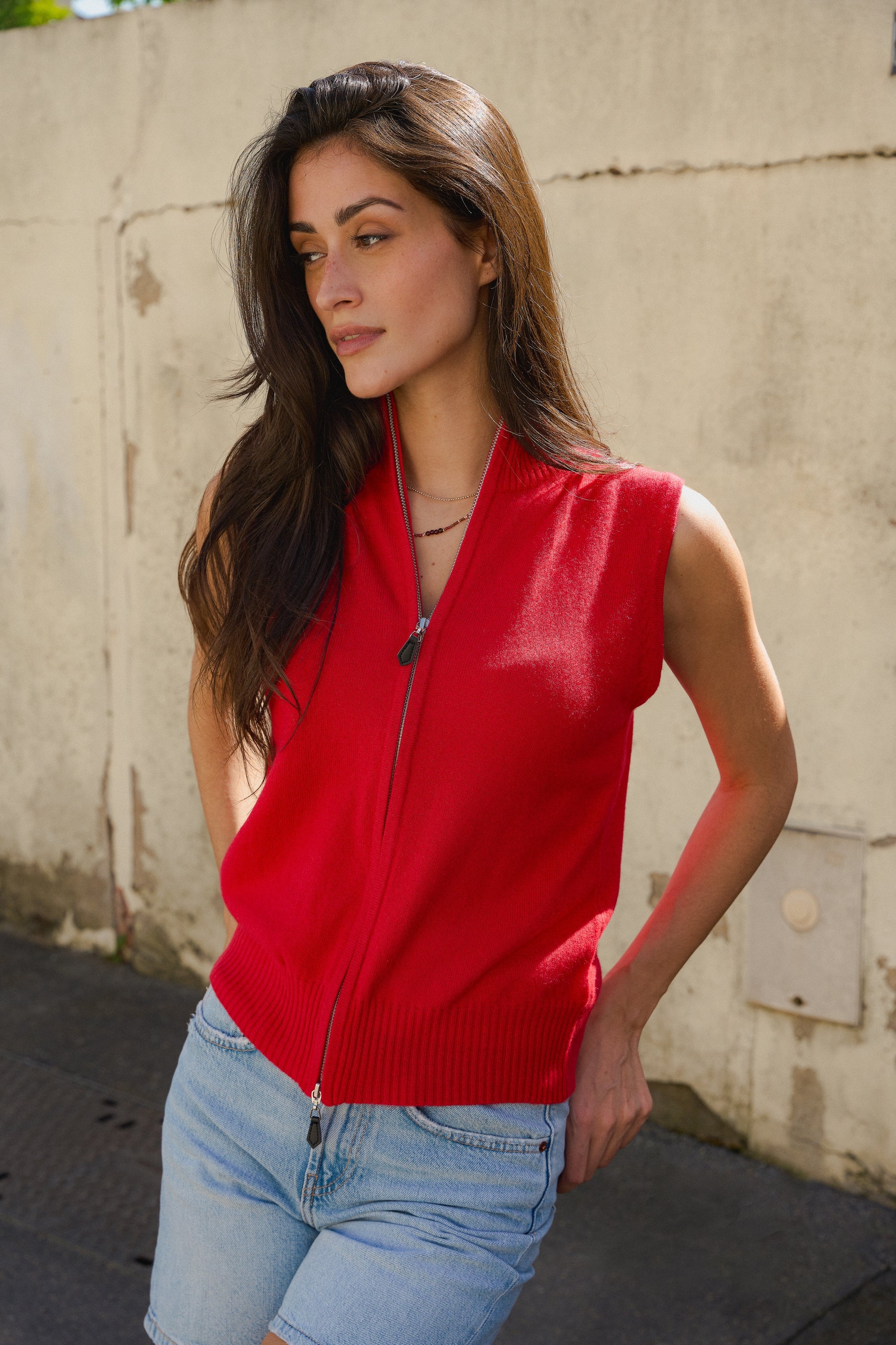 Zaza in kasjmier dames - fluweerrood - Mahogany