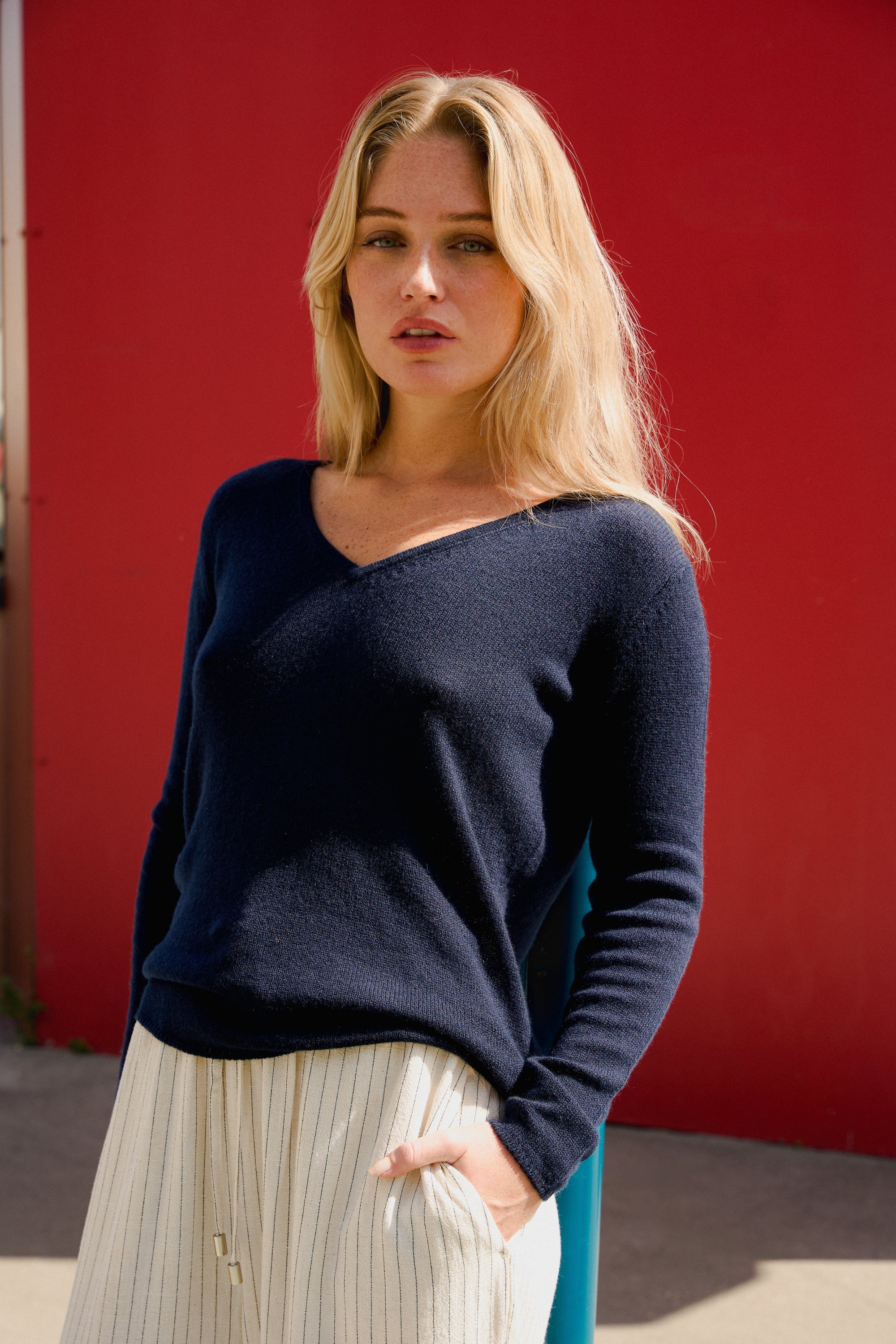 Flavie in kasjmier dames - donkerblauw - Mahogany