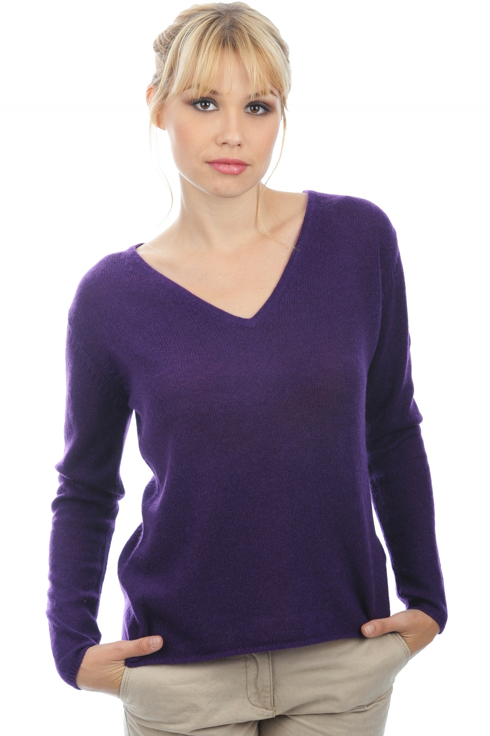 Flavie in kasjmier voor dames - levendig violet - Mahogany