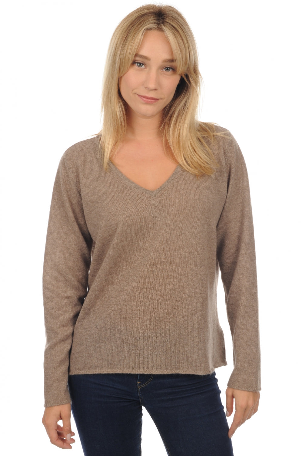 Flavie in kasjmier dames - natural brown gemêleerd - Mahogany