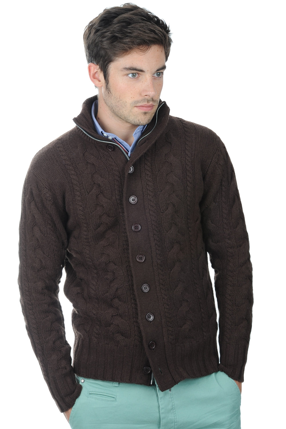 Loris in kasjmier voor heren - cappuccino - Mahogany