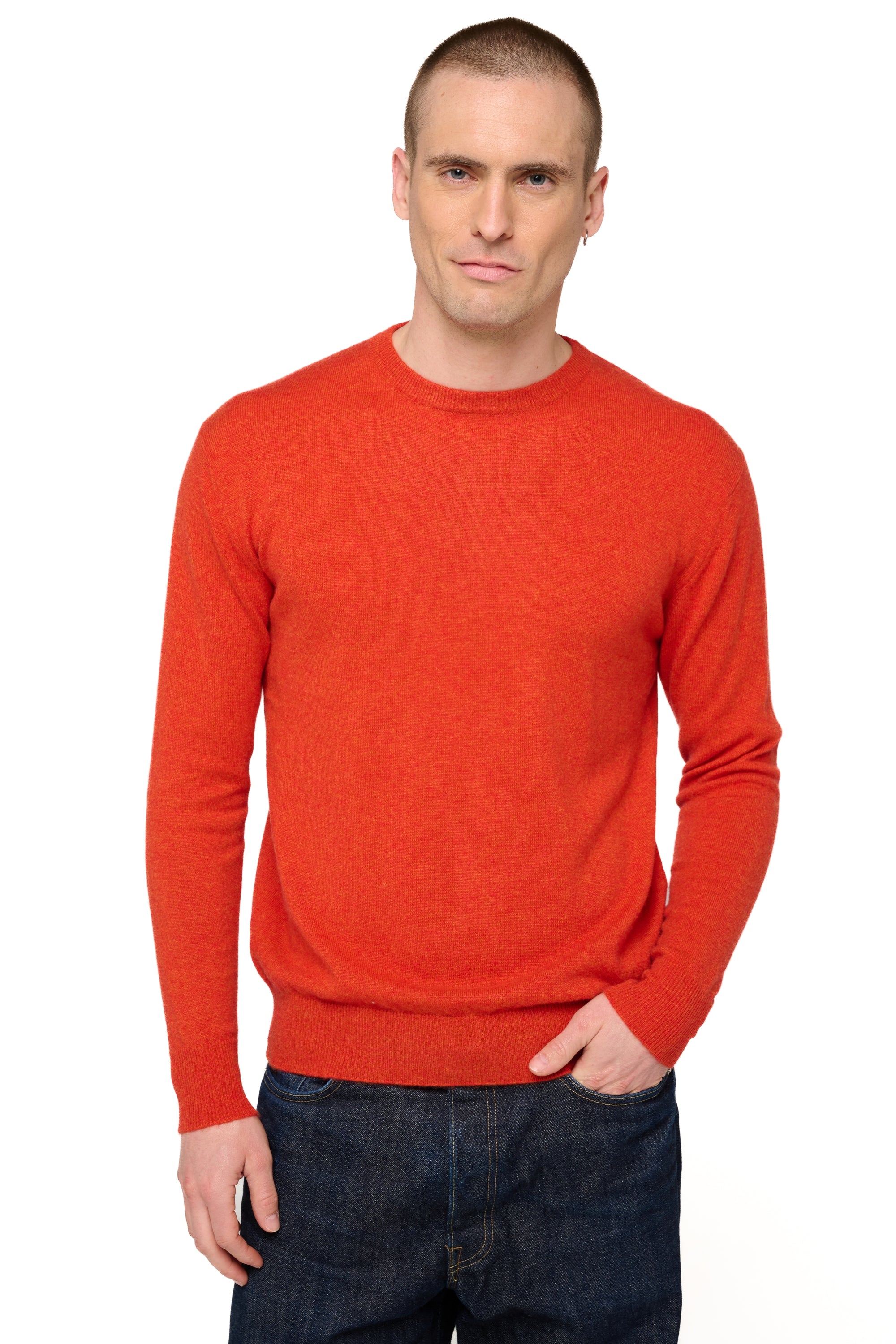 Nestor kasjmier heren trui - paprika - Mahogany