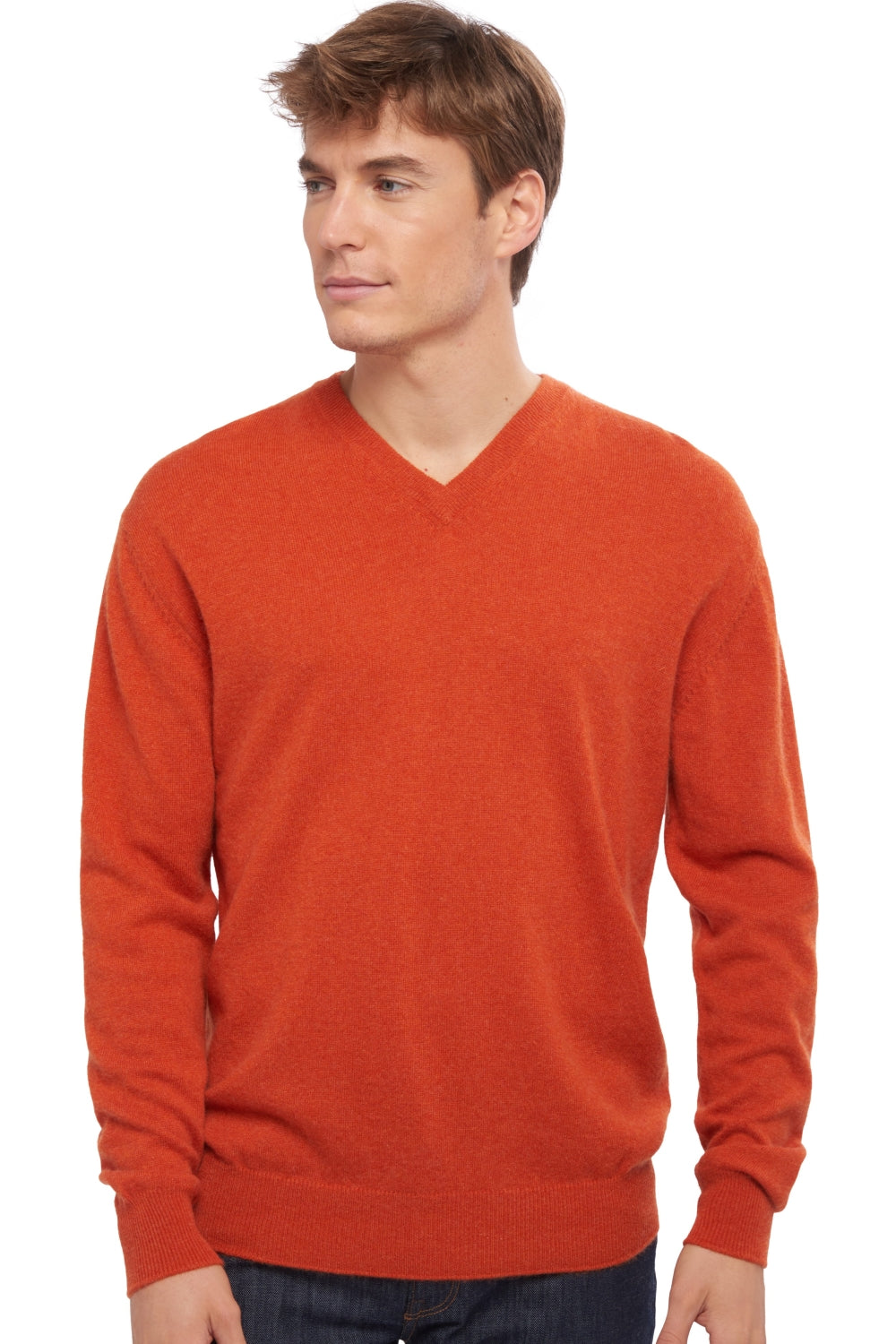 Gaspard in kasjmier heren - paprika - Mahogany