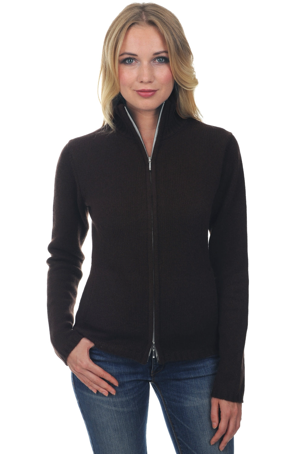 Elodie in kasjmier dames - capuccino - Mahogany