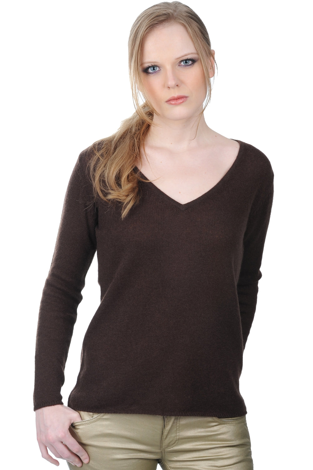 Flavie in kasjmier dames - cappuccino - Mahogany