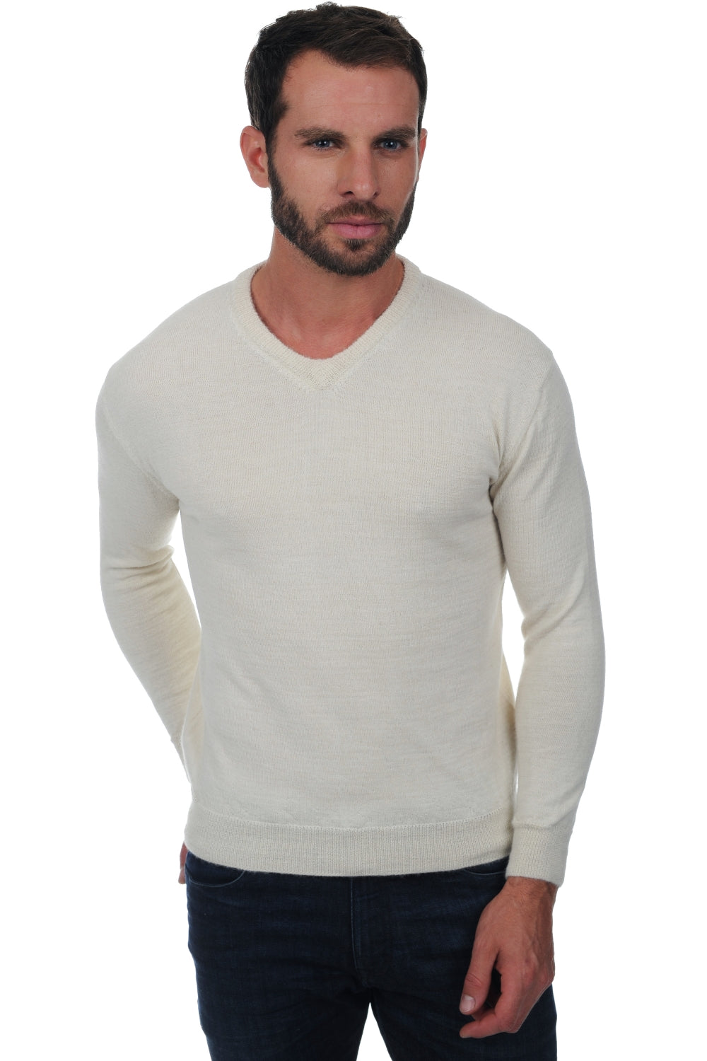 Gaspard-Alpaga in baby alpaca voor heren - ecru - Mahogany