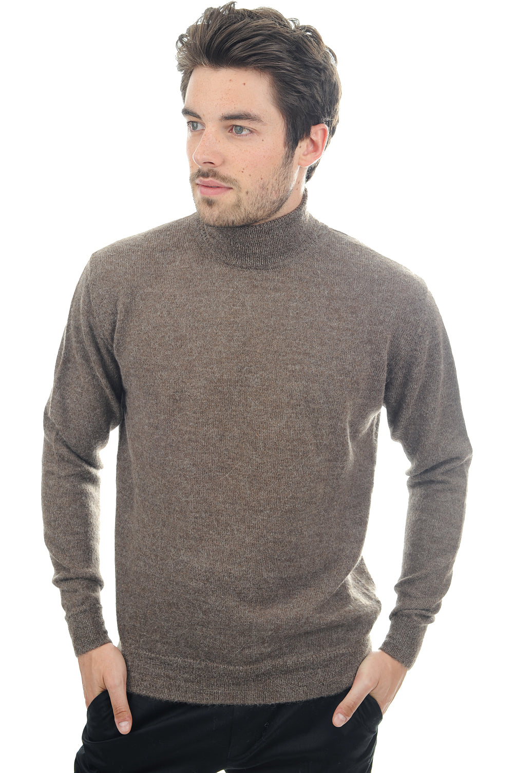 Edgar-Alpaga in baby alpaca voor heren - naturel - Mahogany