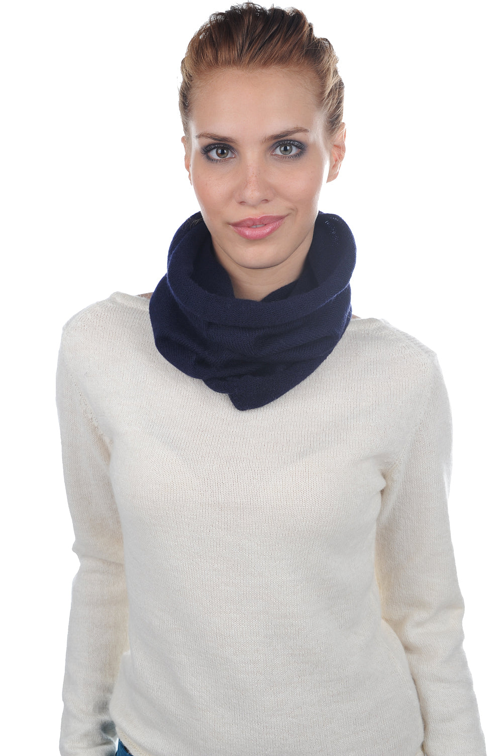 Fraise-Alpaga in baby-alpaca unisex - marineblauw - Mahogany
