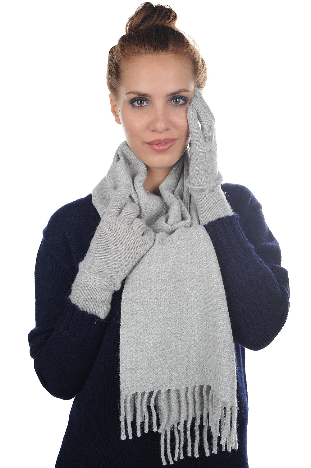 Manine-Alpaga in baby alpaca unisex - gemêleerd flanelgrijs - Mahogany