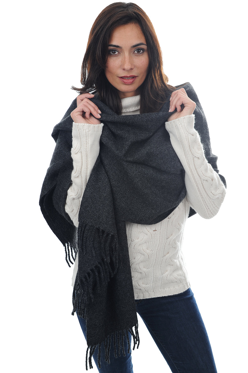 Sjaal in baby alpaca, 100% baby alpaca, unisex, fijn, , Mahogany