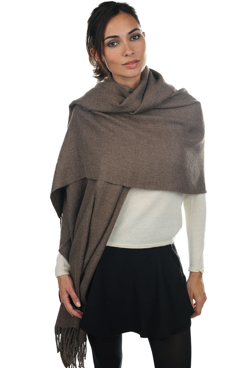 Niry-Alpaga in gemengd baby alpaca - naturel - Mahogany