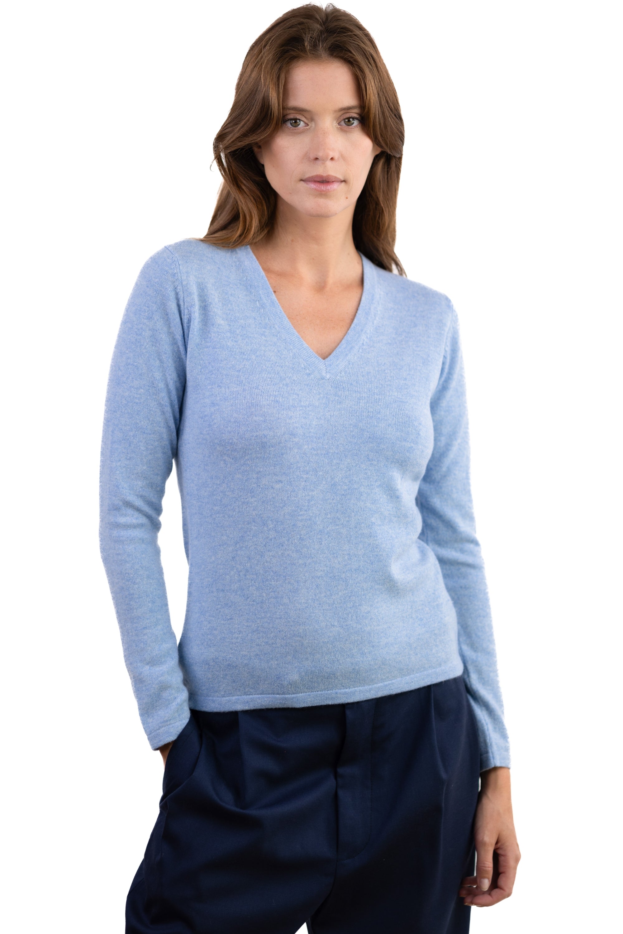 Emma in kasjmier dames - gemêleerd azuurblauw - Mahogany