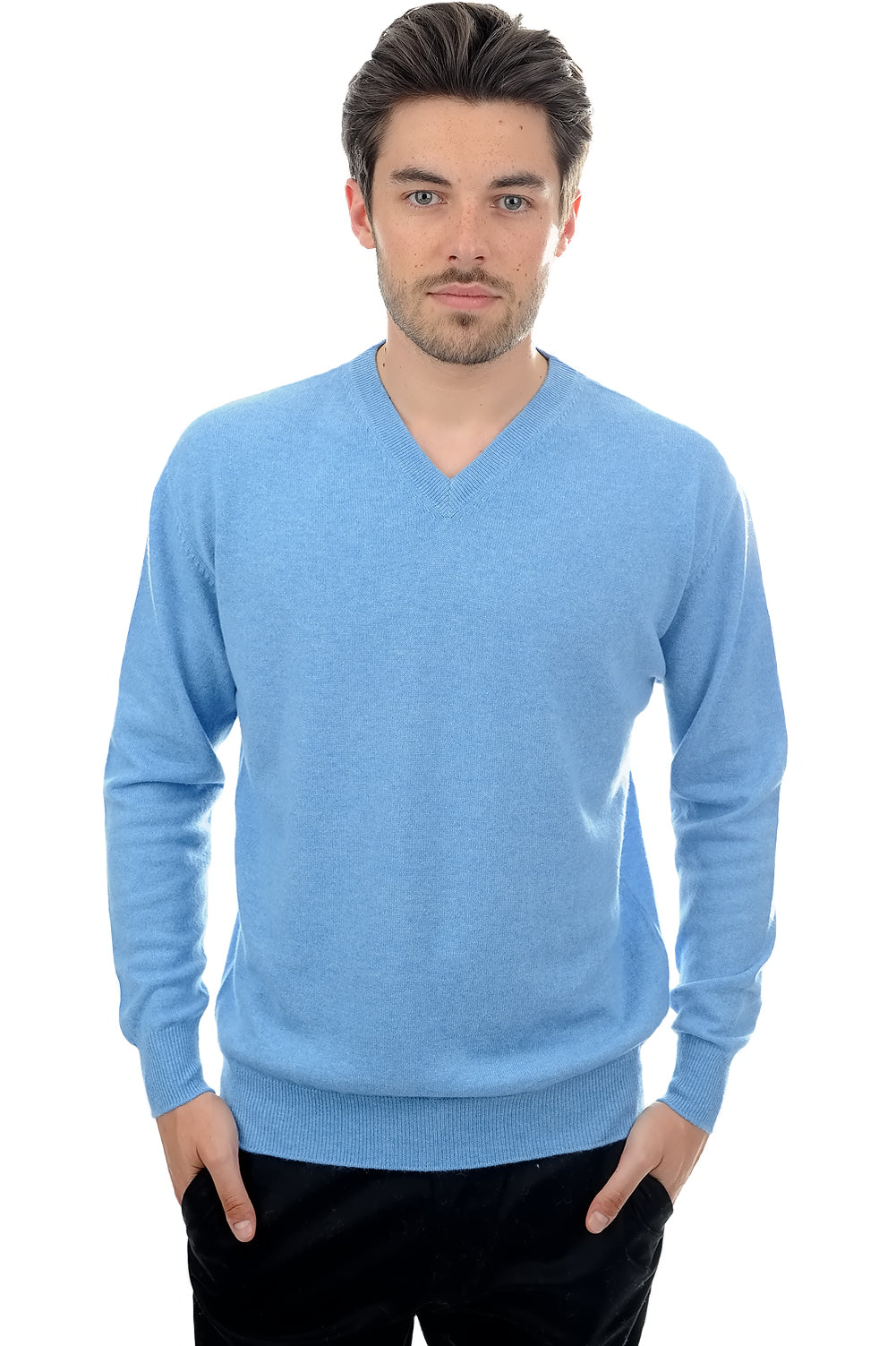 Gaspard in kasjmier heren - azuurblauw gemêleerd - Mahogany
