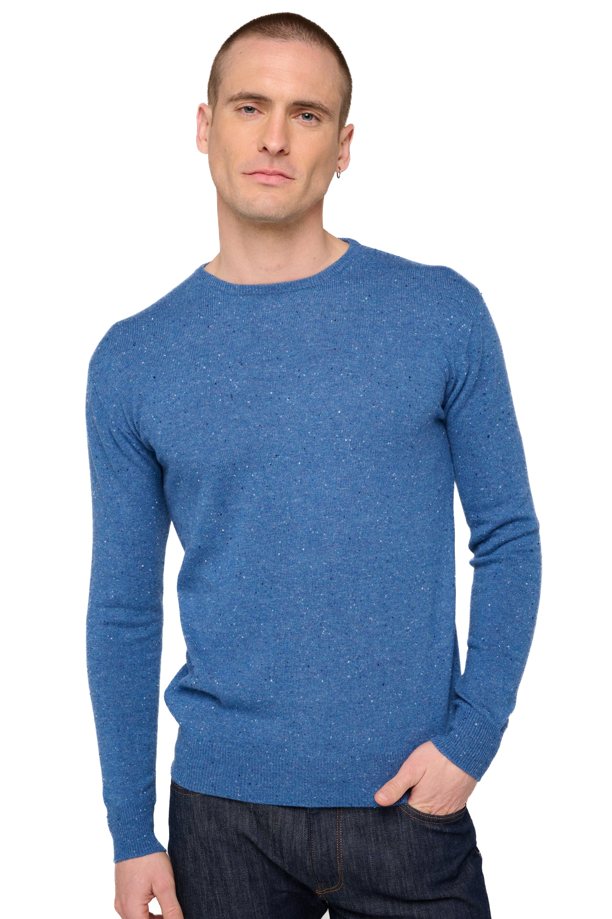 Nestor kasjmier heren trui - Memphis blauw - Mahogany