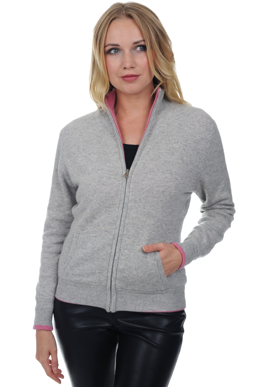 Akemi in kasjmier dames - flanelle chiné-bubble gum - Mahogany