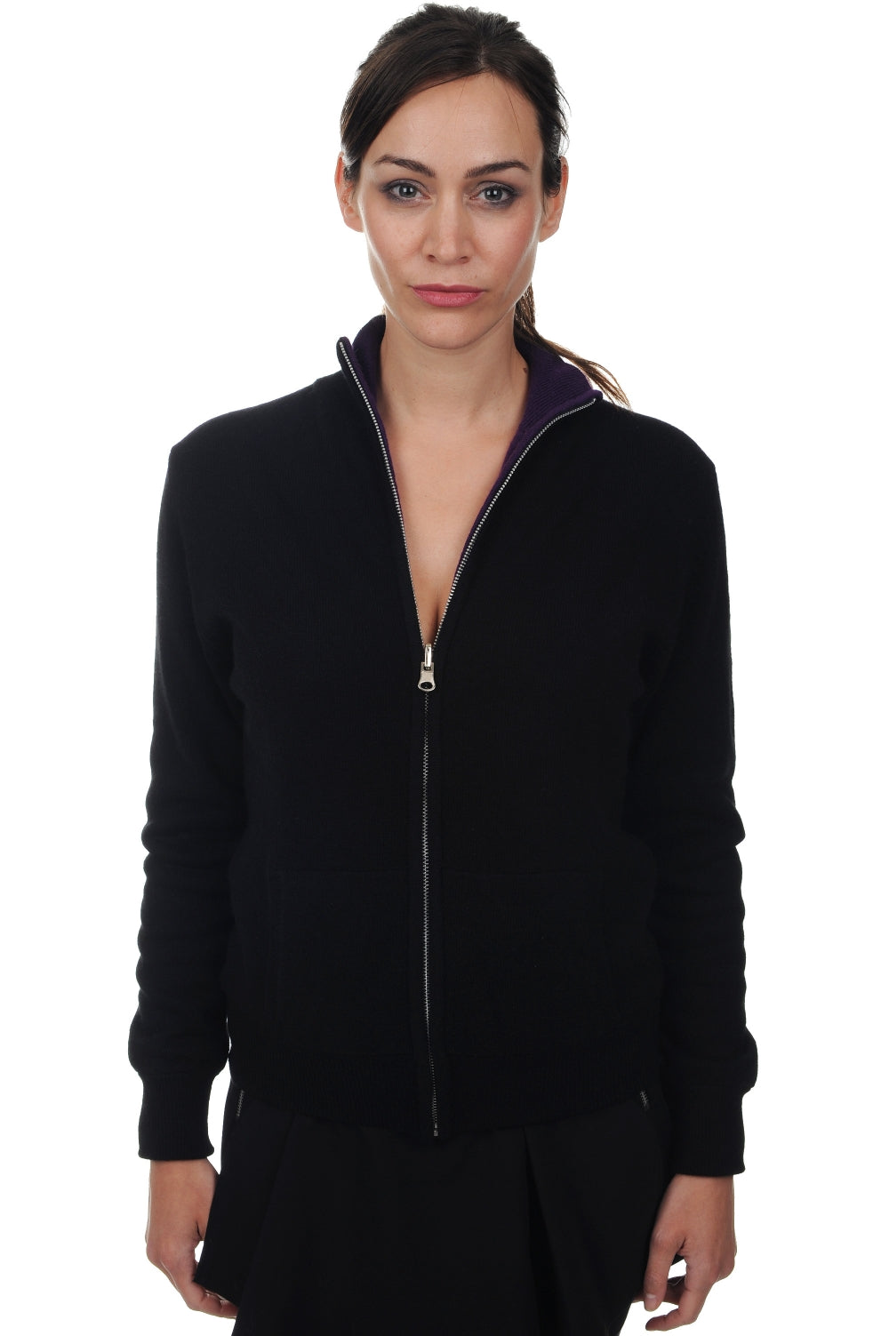 Akemi in kasjmier dames - zwart-levendig violet - Mahogany