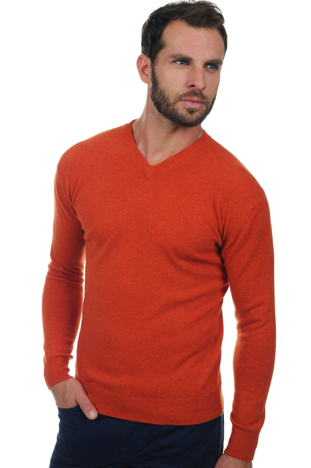 Maddox in kasjmier heren - paprika - Mahogany