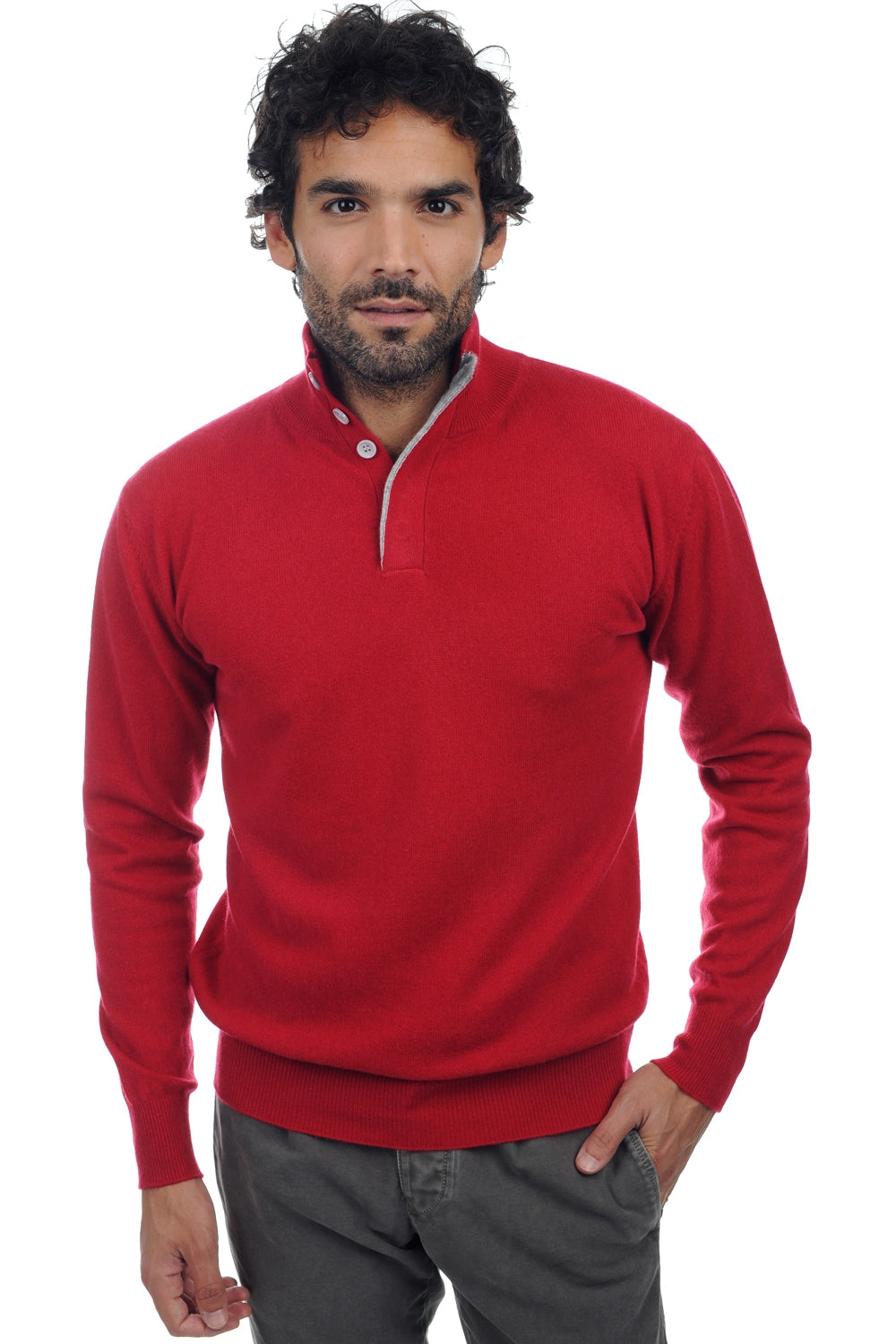 Gauvain in kasjmier heren - fluweel rood-gemêleerd flanel - Mahogany