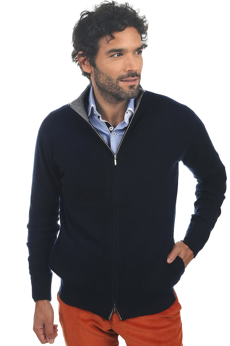 Ronald in kasjmier heren - donkerblauw-grijs chiné - Mahogany