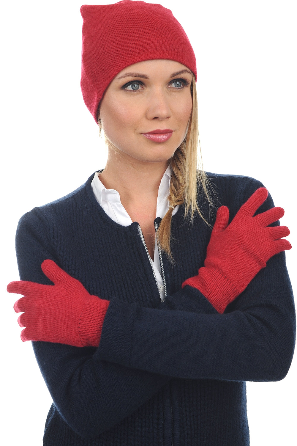 Manine in kasjmier dames - fluweerrood - Mahogany