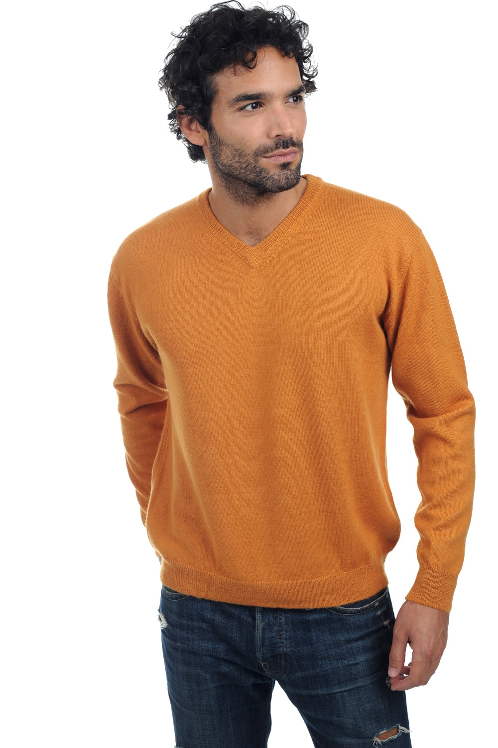 Gaspard-Alpaga in baby alpaca voor heren - saffraan - Mahogany