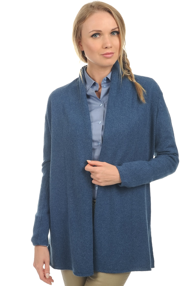 Jas in yak, 100% yak, dames, zonder kraag, rechte snit, lange mouwen, normaal / 2 en 4 draden, normaal breisel, Mahogany