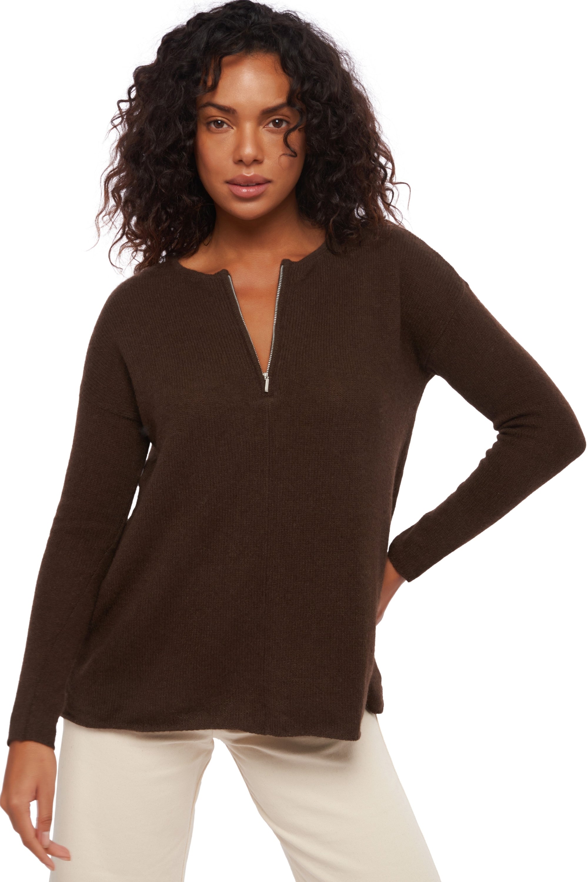 Nadeje in yak voor dames - natuurlijk bruin - Mahogany