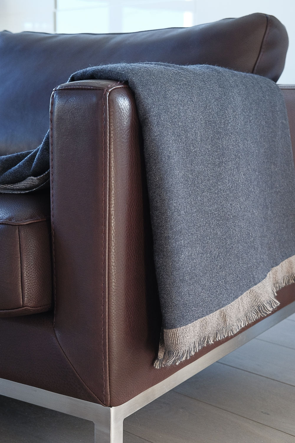 Plaid van kasjmier, 100% kasjmier, unisex, normaal / 2 en 4 draden, dik geweven, Mahogany
