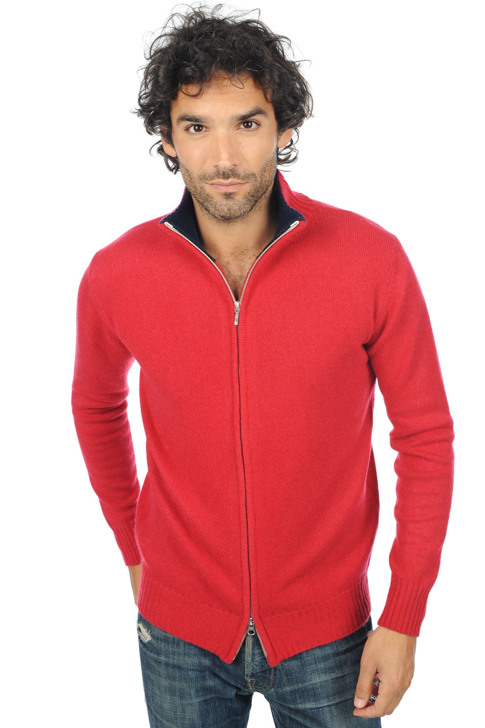 Maxime in kasjmier heren - fluweel rood-donker marine - Mahogany