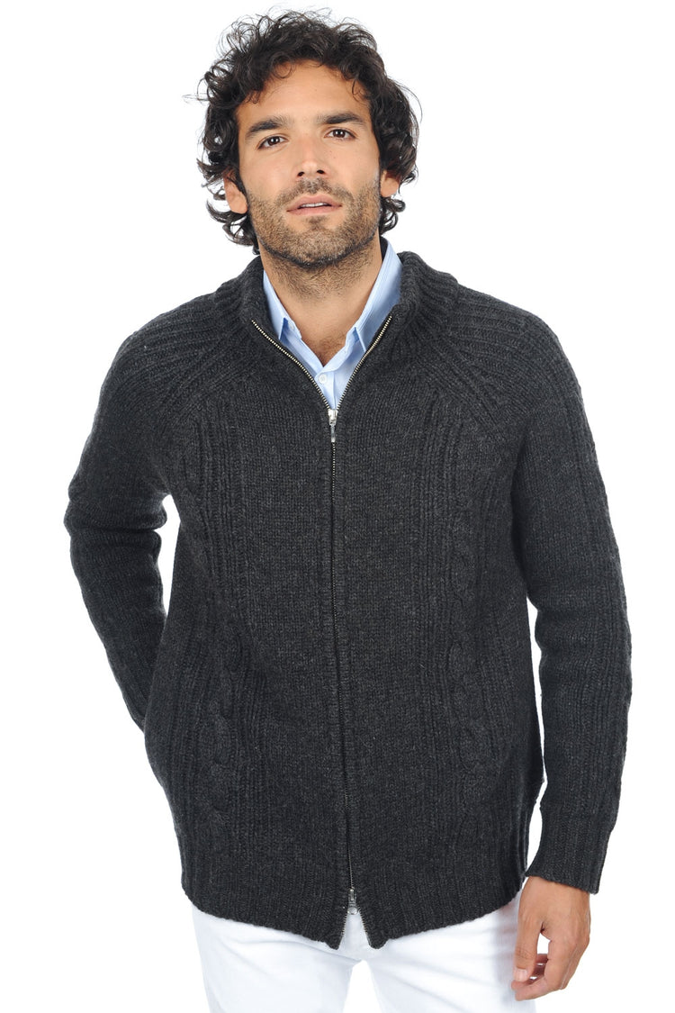 Vest in kameel, 100% kameel, heren, staande kraag / schoorsteenkraag, ritssluiting, rechte snit, lange mouwen, grof / 6 draden en meer, , Mahogany