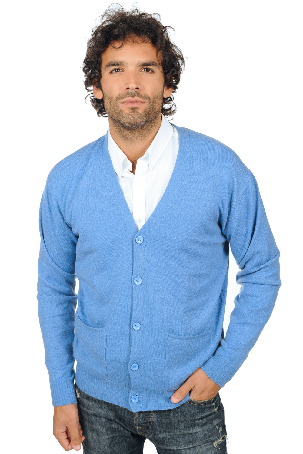 Yoni in kasjmier heren - blauw gemêleerd - Mahogany