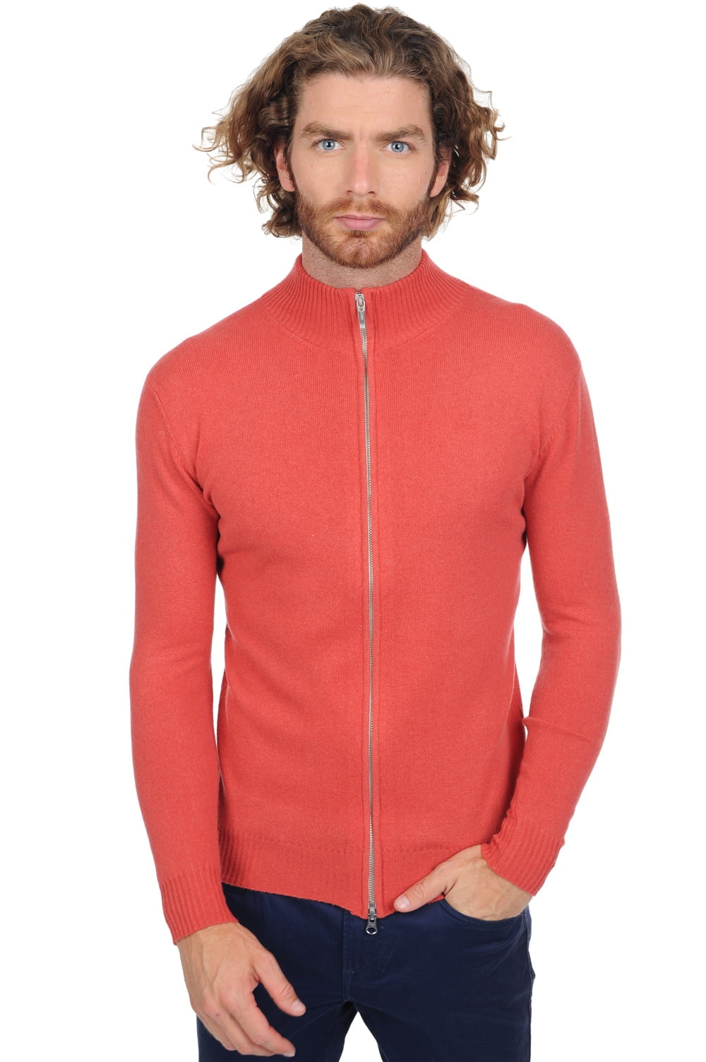 Thobias in kasjmier heren - quite coral - Mahogany